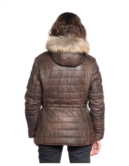 Ginevra - Piumino Testa di Moro da Donna in Vera Pelle