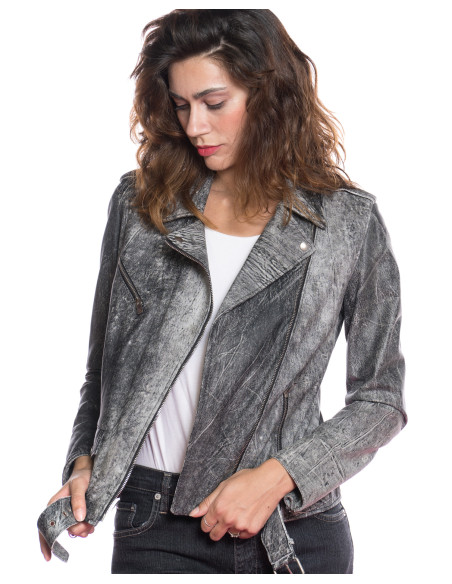 Karen - Women's Scratched Gray Perfecto