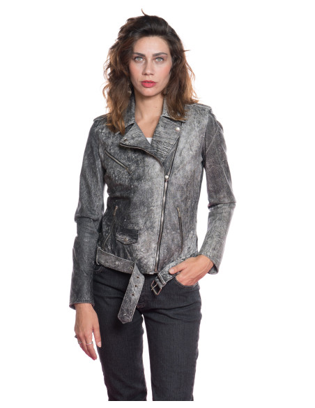 Karen - Women's Scratched Gray Perfecto