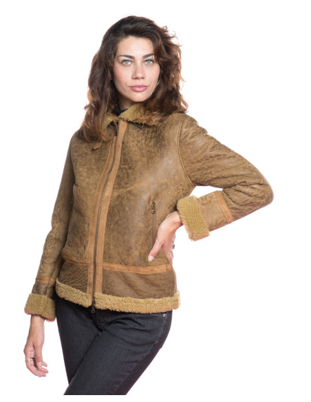 Matilde - Gelbe Damenjacke aus echtem Schafsleder