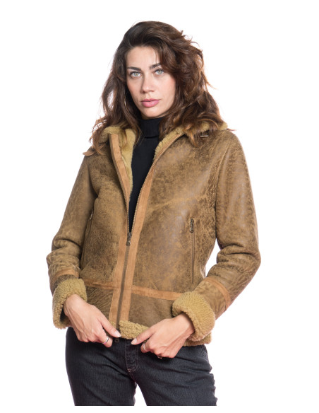 Matilde - Gelbe Damenjacke aus echtem Schafsleder