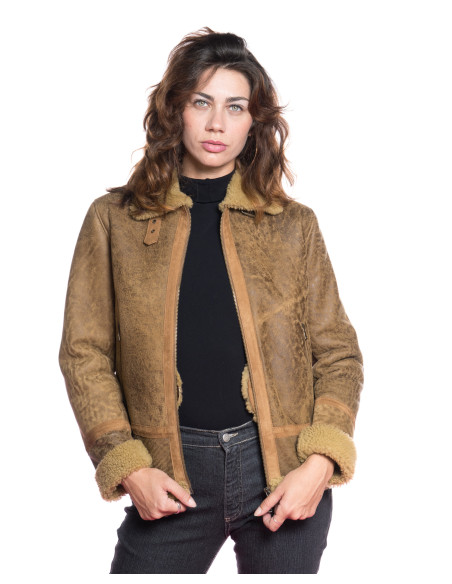 Matilde - Gelbe Damenjacke aus echtem Schafsleder
