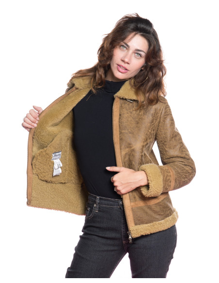 Matilde - Gelbe Damenjacke aus echtem Schafsleder