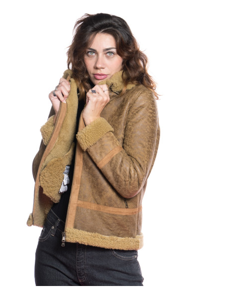 Matilde - Gelbe Damenjacke aus echtem Schafsleder
