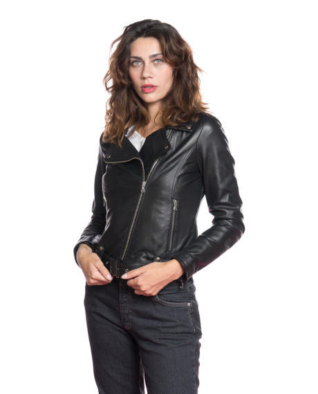Margot - Chiodo Donna Nero in Vera Pelle