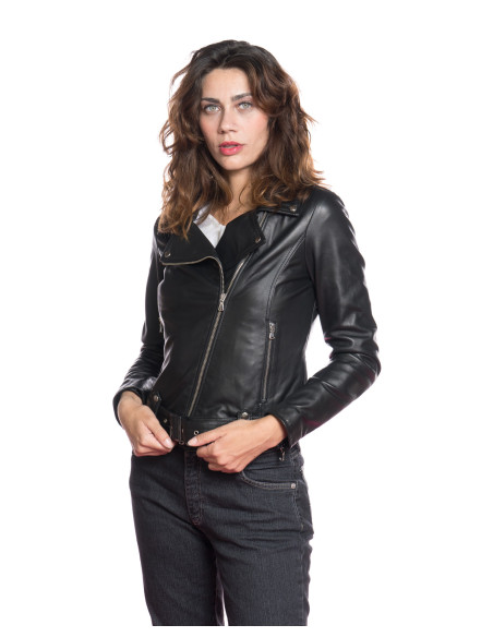 Margot - Women's Black Genuine Perfecto