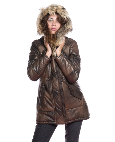 Cappotto Tailor in Vera Pelle Testa di Moro con Pelliccia