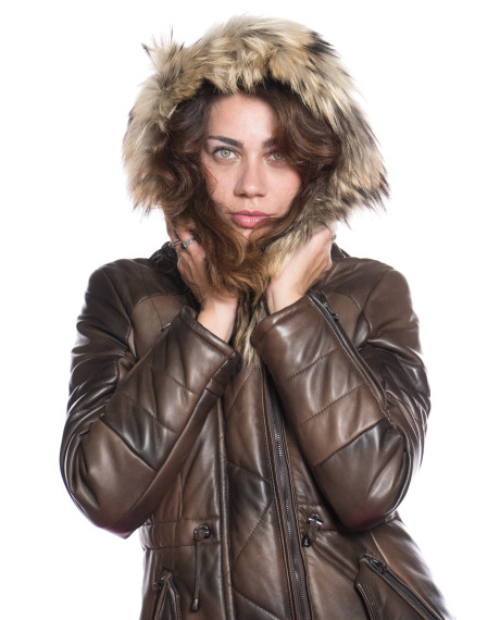 Cappotto Tailor in Vera Pelle Testa di Moro con Pelliccia 2