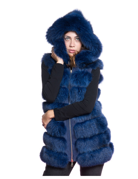 Pelliccia Valentina in Vera Volpe Blu – Lusso Artigianale