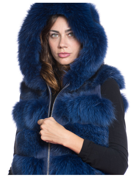 Pelliccia Valentina in Vera Volpe Blu – Lusso Artigianale