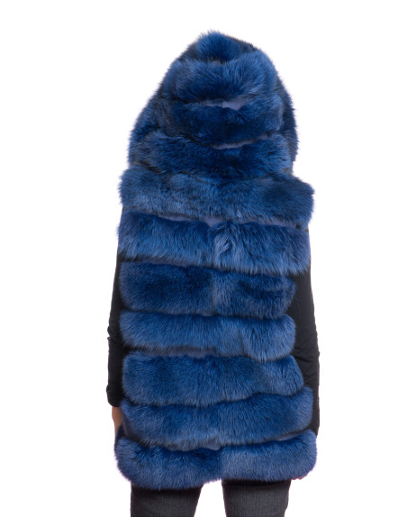 Pelliccia Valentina in Vera Volpe Blu – Lusso Artigianale