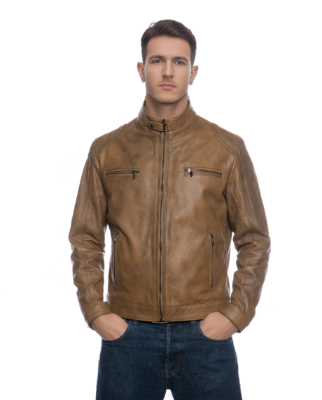 Napoli - Black Men's Genuine Leather Bomber