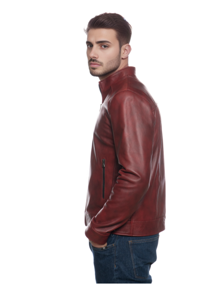 Leather Jacket Albon Handmade | Michelangelo Collections - Elegance Bordeuax