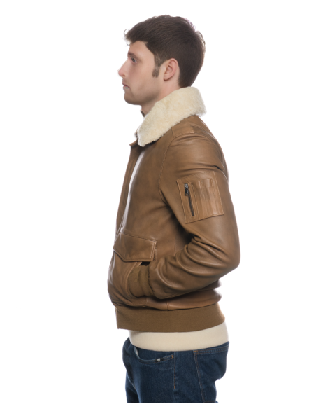 copy of Men's Pilot - Dunkelbraune Bomberjacke aus echtem Leder