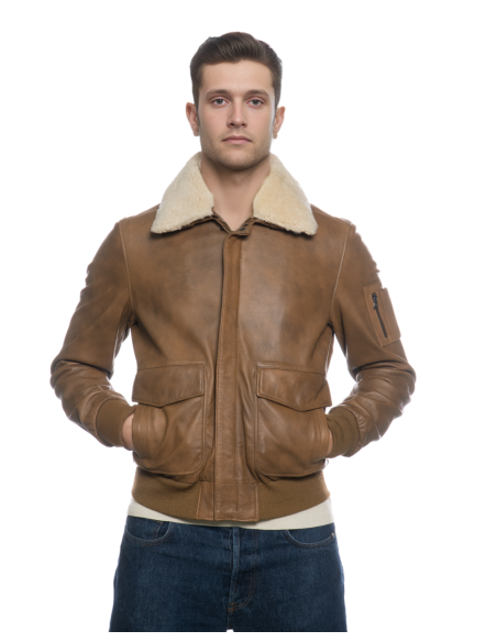 copy of Men's Pilot - Dunkelbraune Bomberjacke aus echtem Leder