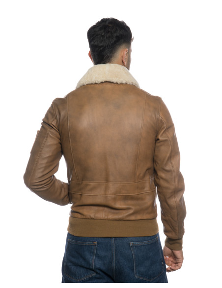 copy of Men's Pilot - Dunkelbraune Bomberjacke aus echtem Leder