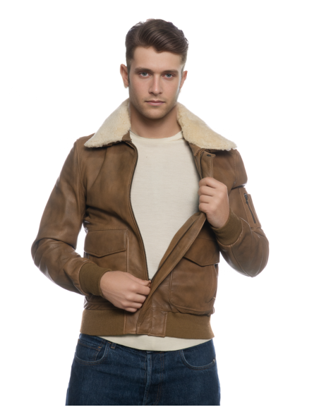 copy of Men's Pilot - Dunkelbraune Bomberjacke aus echtem Leder