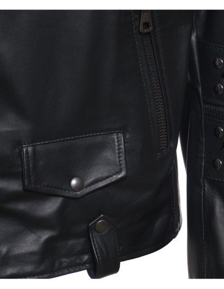 Vasco - Bikerjacke Herren mit Nieten in echtem Leder in Schwarz
