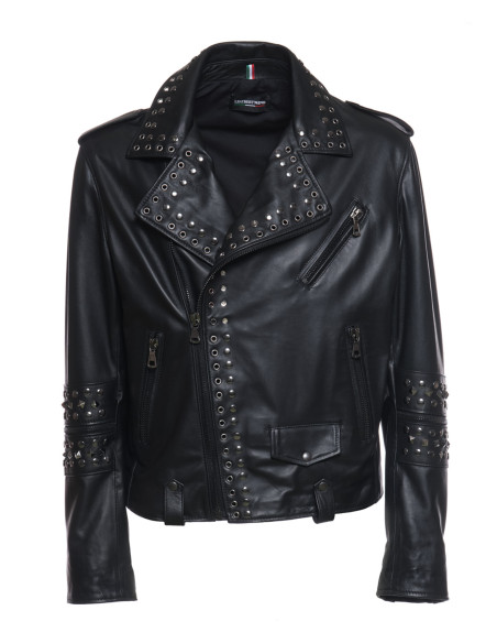 Vasco - Bikerjacke Herren mit Nieten in echtem Leder in Schwarz