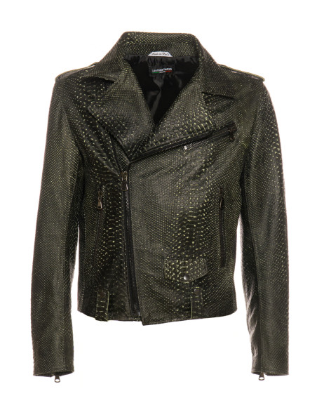 Vasco Men's Coconut Effect Real Leather Perfecto