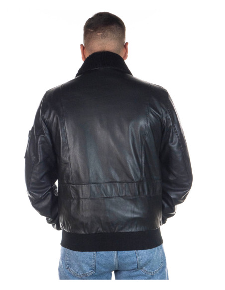 Men's Pilota - Black genuine leather bomber jacket