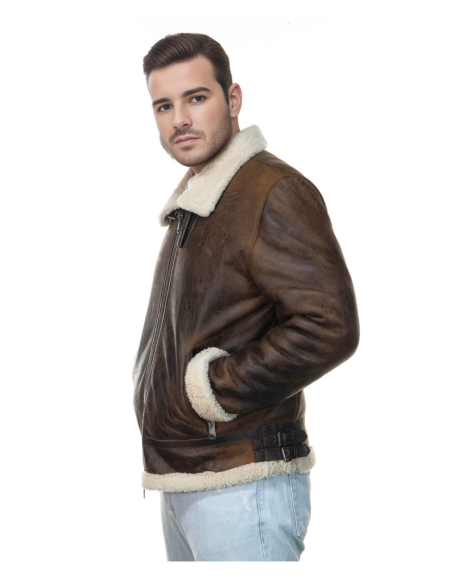Franco - Dark Brown Men's Genuine Shearling Jacket 2