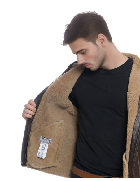 James - Dark Brown Sheepskin Men's Jacket