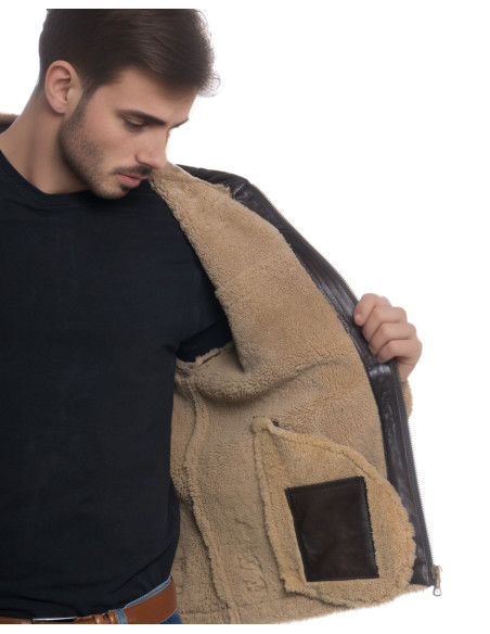 James - Dark Brown Sheepskin Men's Jacket