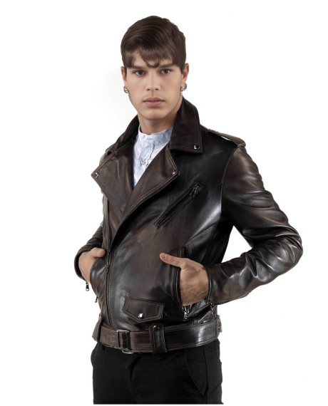 Dark Brown Perfecto Jacket with Three Pockets for Men