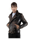 Dark Brown Perfecto Jacket with Three Pockets for Men