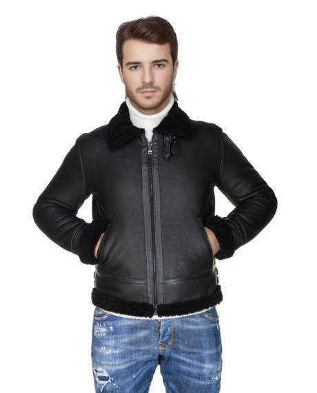 Franco - Black Men's Genuine Shearling Jacket
