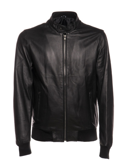Napoli - Schwarzer Herrenbomber aus echtem Leder