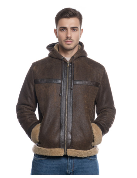 James - Dunkelbraunes Schaffell Herrenjacke