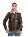 Men's Pilota - Dark brown genuine leather bomber jacket