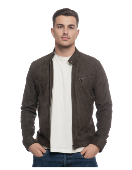 Lawson - Genuine Leather Nabuk Jacket for Men | Michelangelo Collections | Craftsmanship Made in Italy