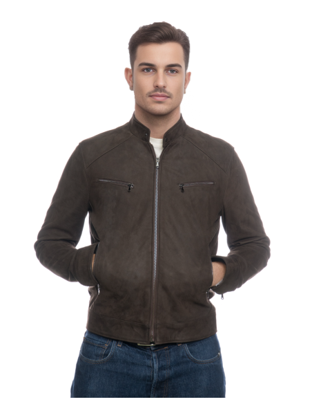 Lawson - Genuine Leather Nabuk Jacket for Men | Michelangelo Collections | Craftsmanship Made in Italy