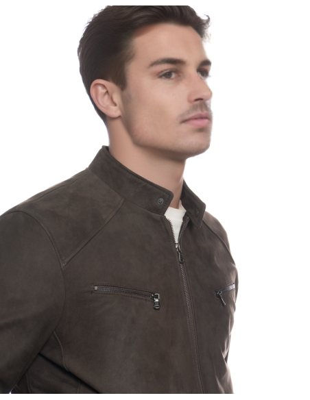 Lawson - Genuine Leather Nabuk Jacket for Men | Michelangelo Collections | Craftsmanship Made in Italy