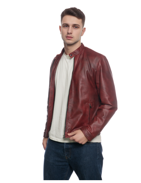 Giacca in Vera Pelle "Piastri" Bordeaux – Michelangelo Collezioni | Made in Italy Artigianale