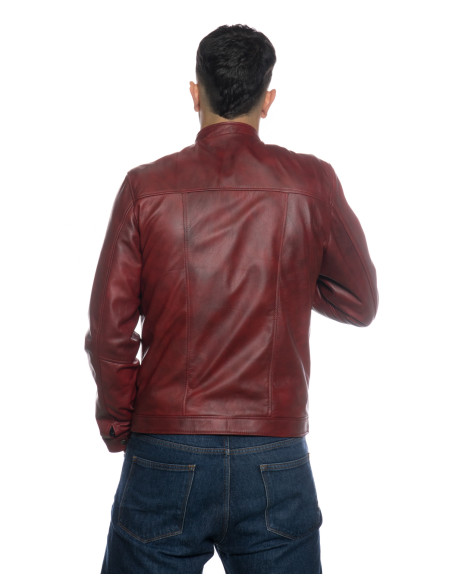 Giacca in Vera Pelle "Piastri" Bordeaux – Michelangelo Collezioni | Made in Italy Artigianale