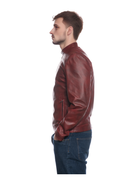 Giacca in Vera Pelle "Piastri" Bordeaux – Michelangelo Collezioni | Made in Italy Artigianale