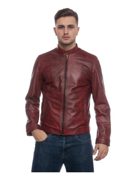 Giacca in Vera Pelle "Piastri" Bordeaux – Michelangelo Collezioni | Made in Italy Artigianale