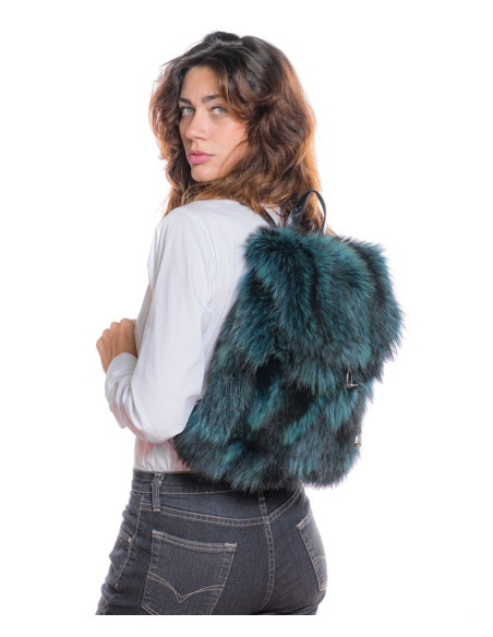Panara - Zaino donna verde in pelle di visone