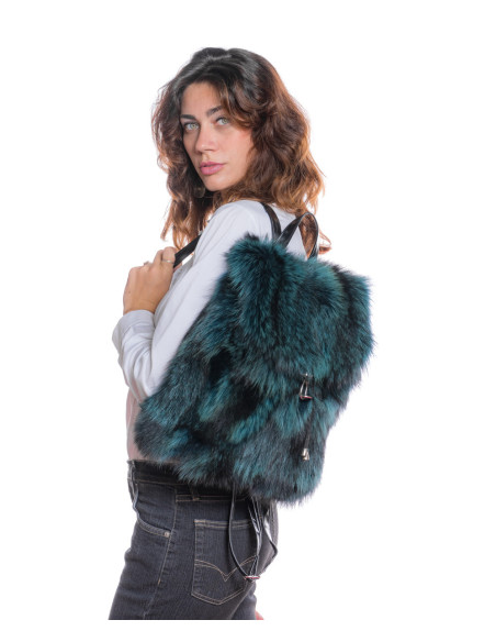 Panara - Zaino donna verde in pelle di visone