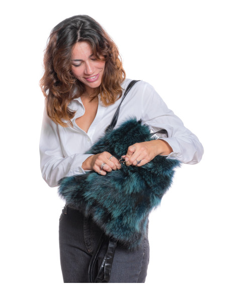 Panara - Zaino donna verde in pelle di visone