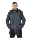 Marek - Men's Black Real Leather Down Jacket