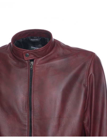 Giacca in Vera Pelle "Piastri" Bordeaux – Michelangelo Collezioni | Made in Italy Artigianale