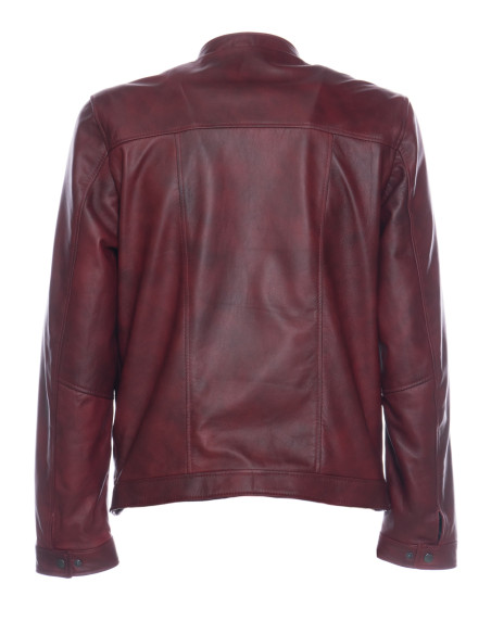 Giacca in Vera Pelle "Piastri" Bordeaux – Michelangelo Collezioni | Made in Italy Artigianale