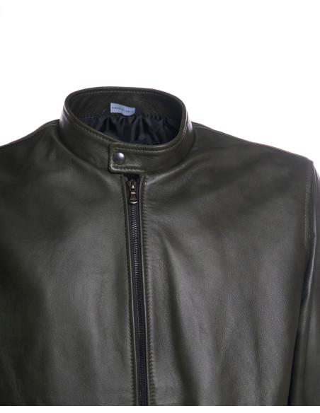 Giacca in Vera Pelle "Piastri" Verde – Michelangelo Collezioni | Made in Italy Artigianale