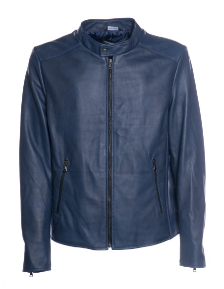 Giubbotto in Pelle Artigianale Sainz | Michelangelo Collezioni – Eleganza Blu Notte