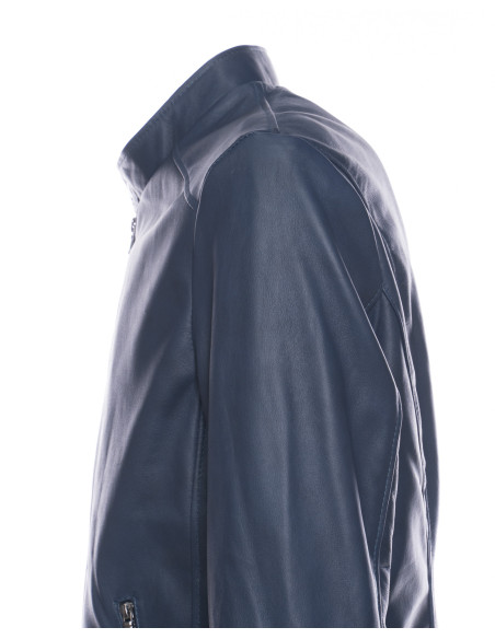 Giubbotto in Pelle Artigianale Sainz | Michelangelo Collezioni – Eleganza Blu Notte